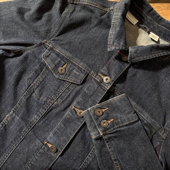 LIZ CLAIBORNE Jacket Large Trucker Denim Button Up‎ Cotton Blue - Picture 1 of 4